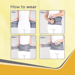 AGARO Cotton Lumbo Sacral Belt With Double Strapping, Back Support For Lumbar Spine, Lumber Support Belt For Back Pain Relief, Back Brace For Men And Women, Ls Belt, Xxl, Grey image 5