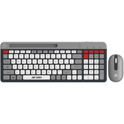 Ant Esports WKM22 Wireless Keyboard and Mouse with Phone Holder USB A & Type C Receiver, Keyboard and Mouse for Windows, Mac, MacBook/Air/Pro Computer – Grey image 1