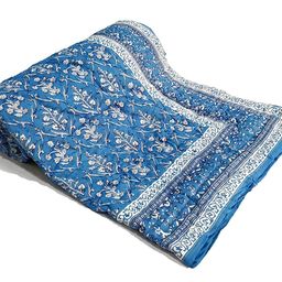 BLOCKS OF INDIA Hand Block Printed Cotton Single Size Reversible Malmal Dohar for Summer(Blue & White) image 5