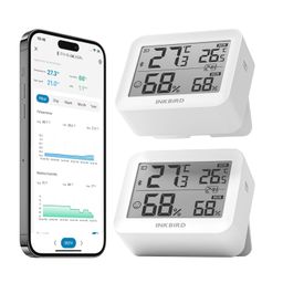 INKBIRD Bluetooth Thermometer Hygrometer 2 Packs Indoor Temperature and Humidity Monitor ITH-13-B Smart Thermo-Hygrometer with APP Control Custom Comfort Level image 1