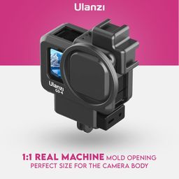 hiffin Ulanzi G9-4 Go Pro 9, 10, 11 Plastic Camera Cage with 2 Cold Shoe Mount for Mic and Led Light, Protective Frame with 52mm Filter Adapter, Lens Cap, Compatible with Tripod Selfie Stick image 4
