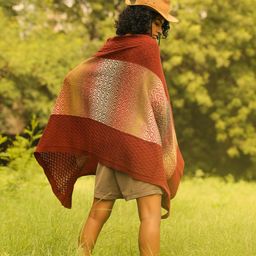 khaleej Women Tree Trunk Patterned Wrap (DEEP Rust/Multicoloured_Free Size) image 4