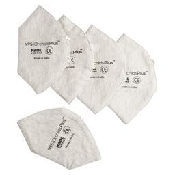 orchidsplus N-95 Face Mask | 3 Layer (2 Layer 100% Cotton, 1 Layer Melt Blown Filter) | Reusable | High Filtration Efficiency | Pack of 5 (Grey) image 5