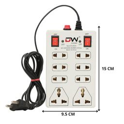 Digiway 240 Volts 8 + 2 Mini Power Strip Extension Cord || Board with 2 Switch || Indicator, Safety Fuse & 8 International sockets || 2 Meter Cord Wire (8 + 2 Mini Power Strip_Beige_Pack of 2) image 2