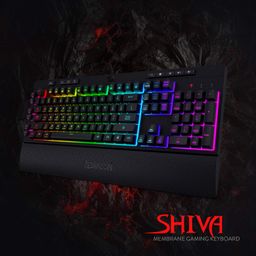 Redragon Shiva K512 RGB Backlit Membrane Wired Gaming Keyboard with Multimedia Keys, 6 Extra On-Board Macro Keys, Dedicated Media Control, Detachable Wrist Rest- Black image 2