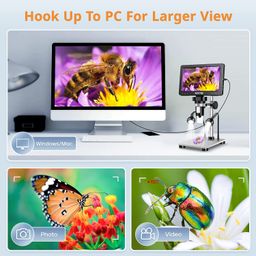 7" LCD Digital Microscope, 1200X Magnification for Coin PCB Circuit Repair Soldering, 12MP Camera Sensor Coin Microscope，32GB TF Card，Wired Remote, 10 LED Light, Compatible with Windows/Mac OS image 5