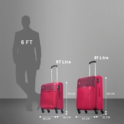 aristocrat Striker Set of 2 Cabin & Medium Size (Check in) Soft Luggage (59 cm & 69 cm) | Spacious Polyester Trolley with 4 Wheels and Combination Lock | Dazzling Maroon | Unisex| 5 Year Warranty image 5