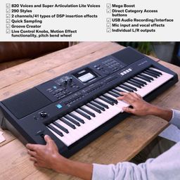 YAMAHA PSR-E473,61 KEYS PORTABLE KEYBOARD WITH POWER ADAPTOR, Black image 3
