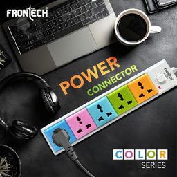 FRONTECH Power Connector - 5 Universal Sockets| 1.5 Meter Cable| 1 Soft Touch Switch| Fuse Protection | LED Indicator - Equal Power Distribution, (3539 - Multicolor) image 2
