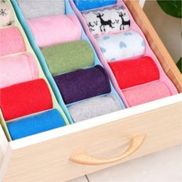 Go Hooked 5 Grid Plastic Storage Box Drawer Organizer Underwear Innerwear Socks Undergarments Storage Drawer Organiser Versatile Durable Compact Efficient Sturdy Space Saving Set of 4 Multicolor image 4