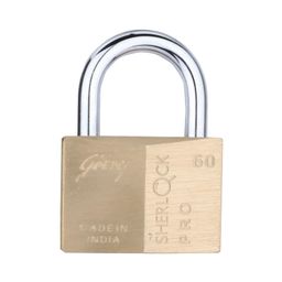 godrej locking solutions and systems Godrej Locks | Sherlock Pro (60mm) Padlock | with 4 Keys | Premium Solid Brass Lock | Self-Locking Shackle | Double Locking | Rust-Resistant | Suitable for Doors, Outdoor Usage | 5 Years Warranty image 1