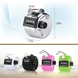 2 Pack Hand Tally Counter 4-Digit Lap Counter Clicker, Manual Mechanical Handheld Pitch Click Counter with Finger Ring for School Event Golf Sport (Metallic) image 2