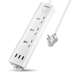 EMBOX Extension Board with USB (2.4 A) 3 USB Ports with Master Switch, Spike Guard, 6 amp Universal Sockets, LED Indicator and Safety Shutter, 2 Meter Extension Cord image 1