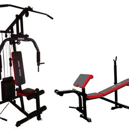 Zorex Fitness HGZ-1002 Home Gym Machine All in one equipments for Multiple Exercise with Multi Bench | ZF-104 Weightlifting Bench with Adjustable Preacher Curl Incline, Decline, Flat Bench. (Black) image 1