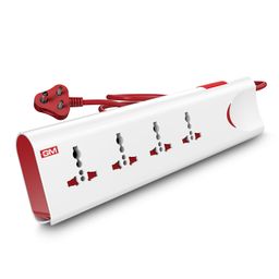 GM 3060 E-Book 4 + 1 Power Strip Red & White Color 250 Volts with Master Switch, Indicator, Safety Shutter & 4 International sockets, Extension Cord for Home Appliances image 1