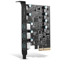 yeeliya PCIe to USB 3.2/3.1 Gen 2 Card with 10Gbps SuperSpeed 5-Port (2X USB-C - 3X Type-A) PCI Express Expansion Card PC Internal hub for Windows 11/10/8/7 and MAC OS image 1