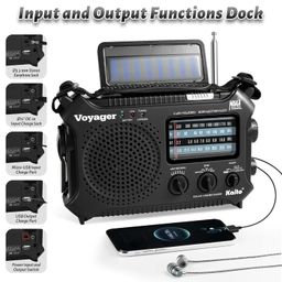 Kaito KA500 5-way Powered Emergency AM/FM/SW NOAA Weather Alert Radio with Solar,Dynamo Crank,Flashlight and Reading Lamp, Color Black image 4