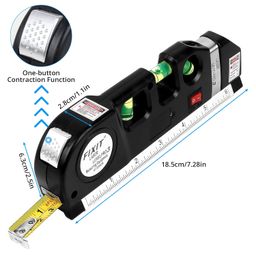 Laser Level, Semlos Multipurpose Line Laser Leveler Tool Cross Line Lasers With 8FT/2.5M Standard Measure Tape and Metric Rulers for Hanging Pictures Tile Walls image 4