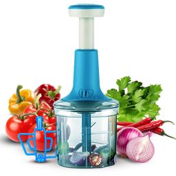 Apsara kitchenware Manual Food Chopper with Push Button, Blue and Clear, egg and curd blender, Onion Chilli Tomato vegetable (1100ml) image 1