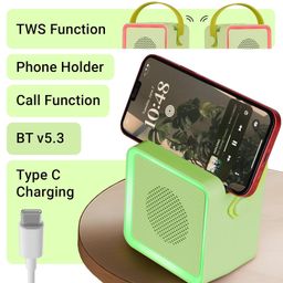 ZEBRONICS County 8, Portable Bluetooth Speaker, 8 Watts, Upto 7 Hours Playback, Passive Radiator, BTv5.3 | TWS | USB | mSD, RGB LED, Call Function, Compact Design, Carry Strap (Green) image 4