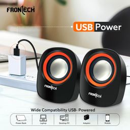FRONTECH Premium 2.0 Channel USB Powered Speakers - 4W x 2 Output, AUX Input, Foam Edge, 1-Year Warranty (SPK-0003-Orange) image 3