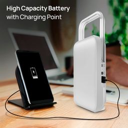 wipro Safari Emergency Rechargeable Led Lantern with 7200 Mah Battery | 122 Individual Led Lights | Brightness Control Feature | in- Built Mobile Charging Point|15 Watt (Pack of 1) White image 4