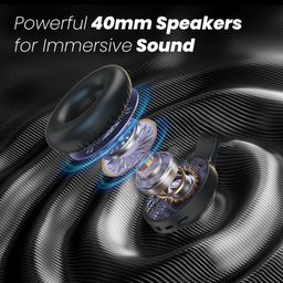 truke Newly Launched BTG 500 Over The Ear Gaming Headphone with 40mm Drivers, 10H of Playtime, Dual Pairing, Gaming Mode (50ms Latency) with RGB LEDs, TF Card with Volume Control, BT 5.4(Metal Black) image 3