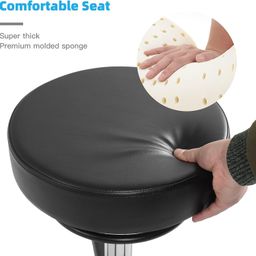 NGFC - SITTING ENVIRONMENT SOLUTIONS Adjustable Rolling Stool with Padded Seat and Chrome Base Doctor Stool for Home & Office, Black image 5