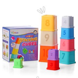 FIRSTCRY INTELLISKILLS Premium 10 Pcs Stackable Blocks & Sequencing Cubes Toy for Kids, Activity&Learning Toy for Babies,Toddlers,Preschoolers,Brain Development,Nesting Montessori Toys for 1+ Years image 3