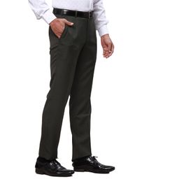 park avenue Men's Poly Viscose Blend Structure Pattern Smart Fit Flat Front Formal Trouser image 2