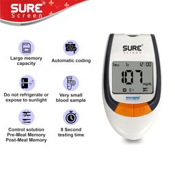 Niscomed Surescreen Glucometer Simple & Accurate Sugar Testing Painfree Monitor - Blood Sugar Levels at Home - (FREE 5 Test Strips + 5 Sterile Lancets + 1 Lancing device) image 2
