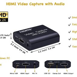 electro wolf 4K HDMI Video Capture Card with 3.5mm Audio Output Mic Input for Zoom Meeting Game Recording Support USB 3.0 PC Live Streaming Broadcast YouTube Live image 4