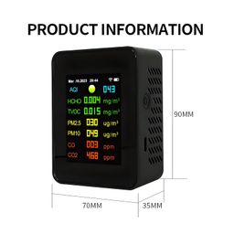 DeWire 9-in-1 WiFi Air Quality Monitor with Smart Life App - Color Display AQI Detector for HCHO/TVOC/PM2.5/PM10/CO/CO2 with Visual Indicator for Home, Bedroom, Car and Office image 3