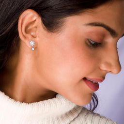 giva 925 Silver Rose Gold Floral Earrings| Drops to Gift Women & Girls | With Certificate of Authenticity and 925 Stamp | 6 Month Warranty* image 2