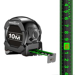 amiciTools 10m Measuring Tape with Auto-Locking and Retracting Feature, Heavy Duty Unbreakable ABS Case with Belt Clip- One-Man Operation, Measure in cm Only image 1