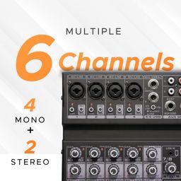 DIGIMORE 6 Channel Audio Mixer with Interface, 32 DSP Bluetooth DJ Mixer Reverb Effect +48V Phantom For Karaoke Studio Streaming Recording (D-246) image 3