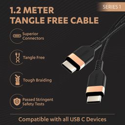 Duracell Usb Type C To Type C USB Cable 4A(60W) Braided Sync& Charging Cable,Compatible With Mobile,Laptop,Tablets&Macbook,3.9 Feet(1.2M) Supports Power Delivery(Pd) With Rapid Data Transmission,Black image 4