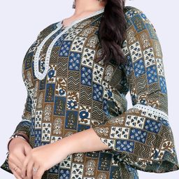 shree aksharam trends Aksharam Trends Presents Printed Rayon Fabric Tunic with Lace Boarder Pattern (AK-1330 R Tunic Lace Boarder Blue M) image 5