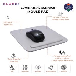 CLADD INTERNATIONAL Vegan Leather Mouse Pad Wrist Rest Ergonomic Mousepad Stitched Edge | Cushion Foam Support & Pain Relief | Suitable for Computer Laptop | Non-Slip Hard Base | Grey image 3