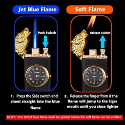 Drumstone (𝐋𝐢𝐦𝐢𝐭𝐞𝐝 𝐎𝐟𝐟𝐞𝐫 𝐓𝐨𝐝𝐚𝐲) Dual Flame Wolf Torch Lighter with Quartz Watch – Windproof, Refillable Butane Lighter for Outdoor & Smokers 𝟏𝟎 𝐘𝐞𝐚𝐫𝐬 𝐖𝐚𝐫𝐫𝐚𝐧𝐭𝐲 image 5