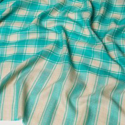 pashtush Women's Extra Fine Wool Shawl, Check Design, Seagreen image 3