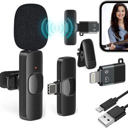 Careflection K8 Wireless Collar Mic for Type-C Android Cell Phone,Tablets & iPhone Supported Lavalier Microphone, Noise Reduction Lapel Mike -Shoots,Youtubers, Video Recording,Facebook,Live Stream image 1