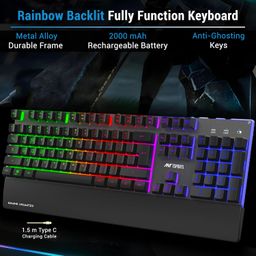 Ant Esports KM500W Pro Wireless Gaming Keyboard Mouse Combo, Rechargeable 104 Key LED Light Up Keyboard Ergonomic Wireless Gaming Mouse, Backlit Mouse Keyboard for Xbox PS5 PS4 PC Laptop image 4