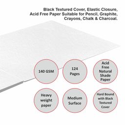 Anupam SketchO Sketch Book Hardbound Square Drawing Notebook Acid Free Paper Elastic Clouser for Artists Students -124 Pages 140 GSM image 4