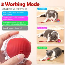beloxy Toy Intelligent Funny 360 Degree Rotatable Toys Rechargeable Rotating Ball with LED Light, Chasing Toy Automatic Rotating Smart Obstacle Avoiding (RED) image 4