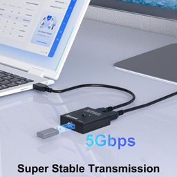 USB 3.0 Switch Selector, Bi-Directional USB Switch 2 in 1 Out or 1 in 2 Out, MLEEDA USB Switcher for 2 Computers Share Keyboard, Mouse, Scanner, Printer, 2 USB3.0 Cable Included image 4
