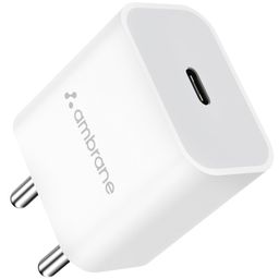 Ambrane 20W Type C Mobile Charger Adapter, Fast Charging for Android, iPhone 14/13,13/12/11/X & Pro, Max Series & Other Type C Enabled Devices, PD Technology, BIS Certified (Raap M20, White) image 1