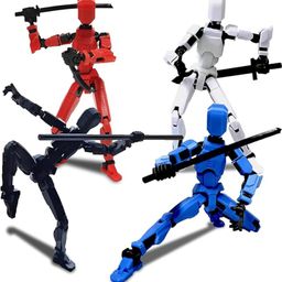 NHCDFA 2 Pcs Action Figure, Stick Titans, Stick Titan Portable and Easy to Use Model Toy Very High Degree of Freedom Multi Articular Mobile Robot Doll Desktop Decoration (Red, Blue) image 2
