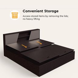 GODREJ INTERIO Bed, Hannah King Size Engineered Wood Bed with Box Storage, 1-Year Warranty, Cola-Rain, Prelaminated Particle Board image 4