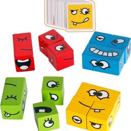 baba fab BABAFAB Cube Face Game - Fun and Educational Puzzle Game for Kids - Includes 4 Colorful Cubes and Matching Cards - Develops Memory and Recognition Skills - Suitable for Ages 3 and Up image 1